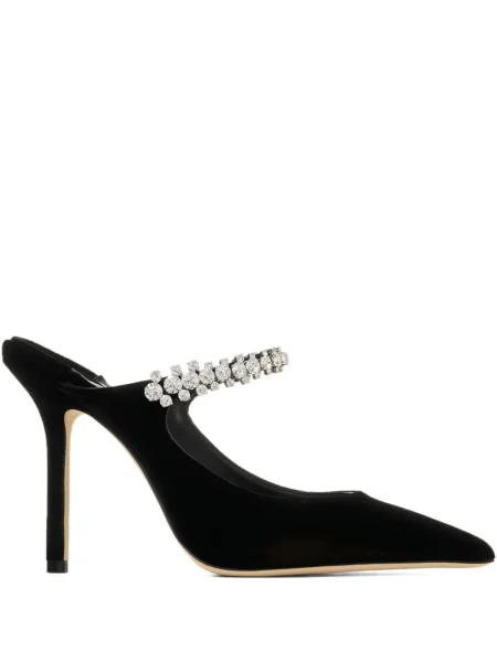 Papuci tip mules Jimmy Choo de cristal negru