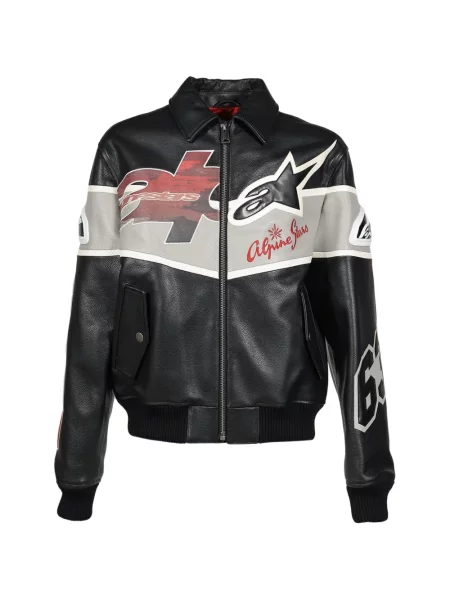 Bőrdzseki Alpinestars nyomtatás fekete