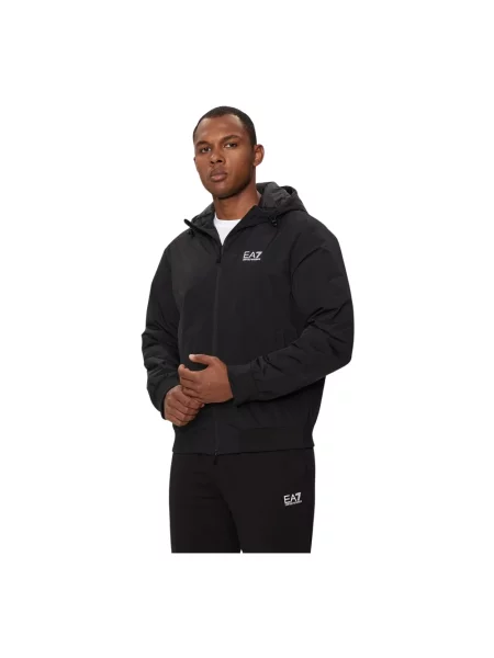 Lniany kurtka bomber Emporio Armani czarny