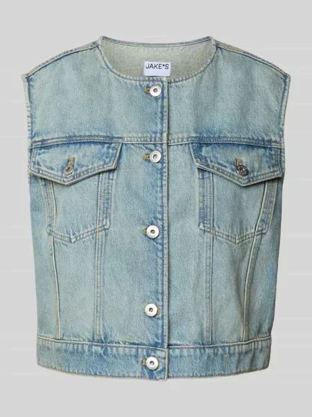 Kamizelka z materiału stylizowanego na denim Jake*s Casual niebieska