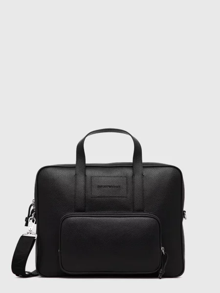 Кожена чанта Emporio Armani черно