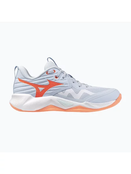 Încălțăminte de volei pentru femei Mizuno Wave Momentum Pro blue finch/lava orange/flamingo coral albastru