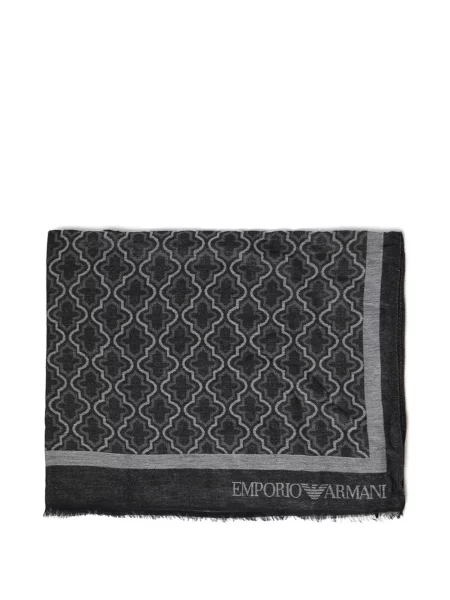 Fular Emporio Armani cu franjuri negru