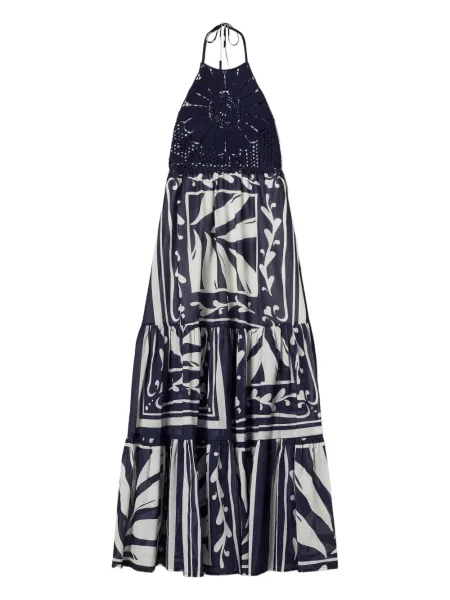 Rochie maxi Twinset cu gât halter de costum albastru