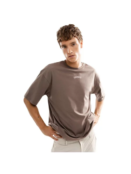 Luźny T-shirt Lifestyle Siroko IBZ Ibi Brown brązowa