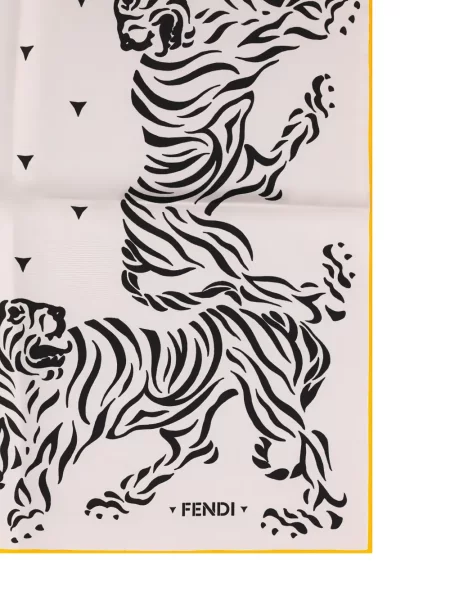 Μεταξωτός κασκόλ Fendi με σχέδιο με ρίγες τίγρη