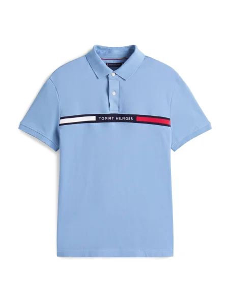 TOMMY HILFIGER Póló galambkék / rikító piros / fekete fehér