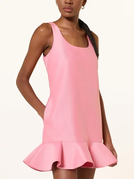 Self-Portrait Sukienka Koktajlowa Z Falbanami pink różowa