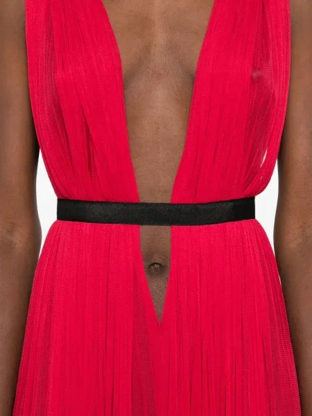 Rochie maxi Roserry plisată de costum roșu