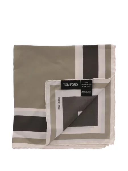 Fular Tom Ford de mătase cu dungi maro