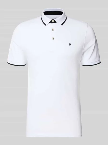 Koszulka polo o kroju regular fit z wyhaftowanym logo model ‘PAULOS’ Jack & Jones białe