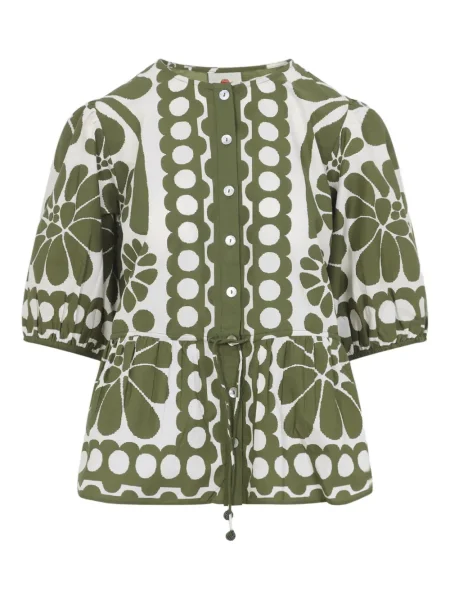 Top Farm Rio cu model floral cu imagine alb