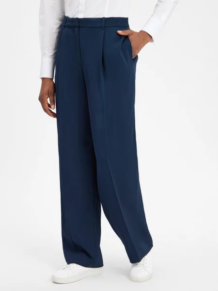 Tommy Hilfiger spodnie granatowy proste high waist niebieskie