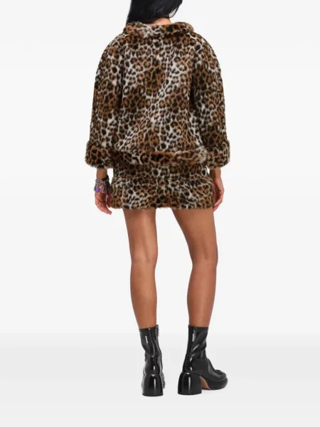 Geacă Marc Jacobs cu imagine cu model leopard cu blană maro