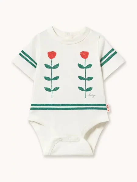 Tinycottons kojenecké body RED ROSES GRAPHIC BODY bílý
