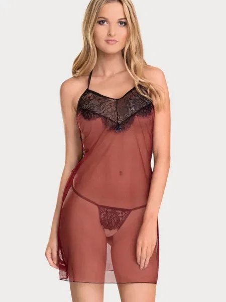 Прозрачный эротический пеньюар и трусики стринг Комплект_Anais_Fantasme