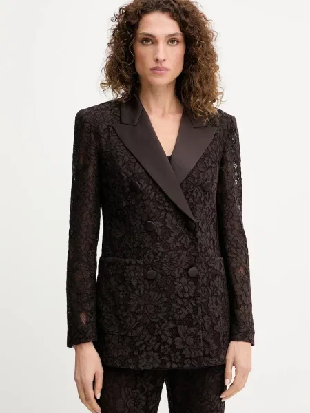 Luisa Spagnoli sacou cu doua rânduri de cu imprimeu maro