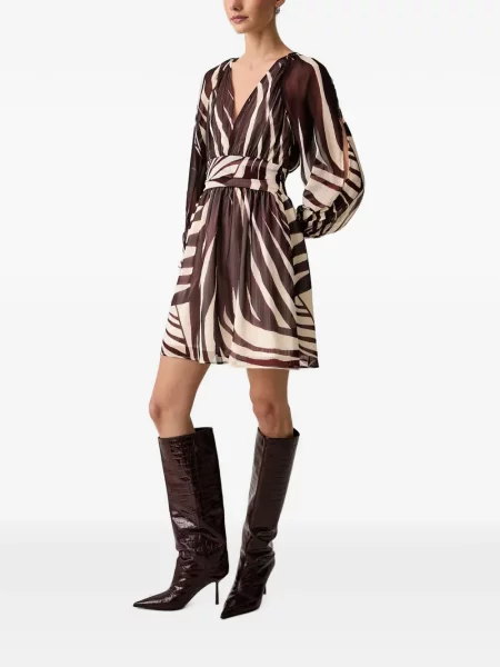 Rochie mini Morgan cu imagine cu model zebră evazată maro