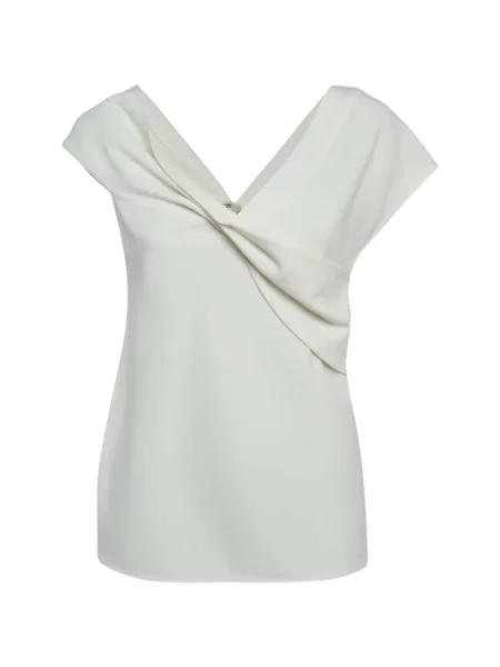 Top Dvf Diane Von Furstenberg drapat din crep alb