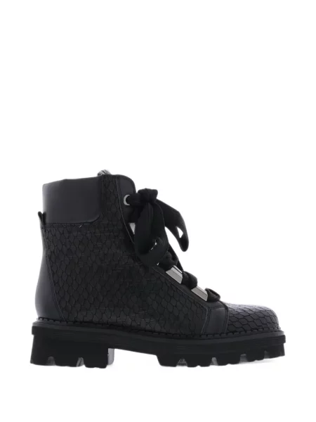 Botine Paris Punk cu șireturi din dantelă negru