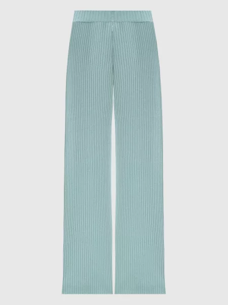 Брюки Allude клеш в рубчик зеленые