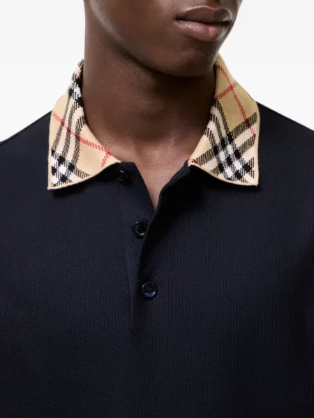 Καρό με κολάρο μακρύς polo Burberry μπλε