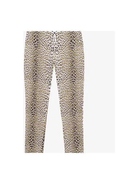 Lniane spodnie Roberto Cavalli z nadrukiem