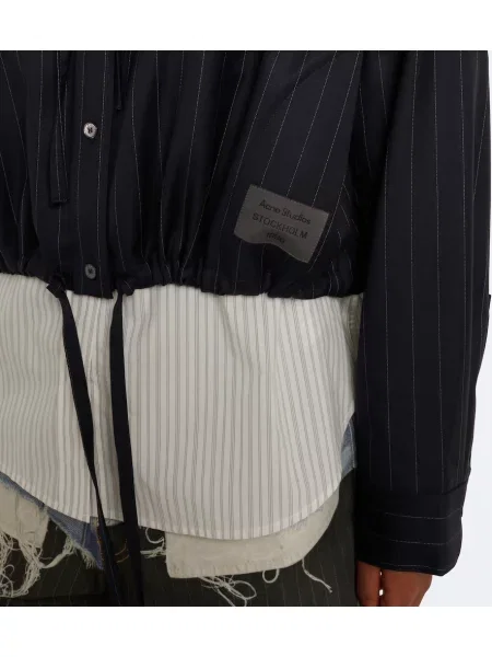 Geacă Acne Studios de lână cu glugă albastru