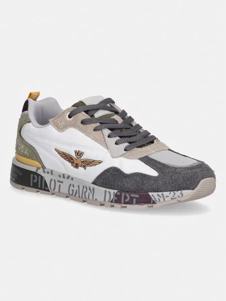 Pánske topánky Aeronautica Militare off white/green/brown/grey sivá