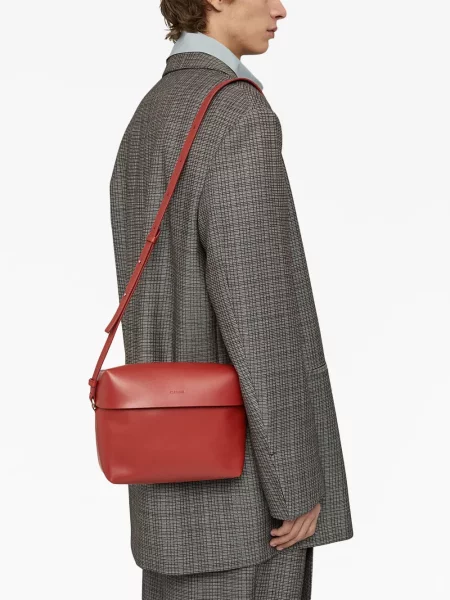 Кожена чанта Jil Sander червено