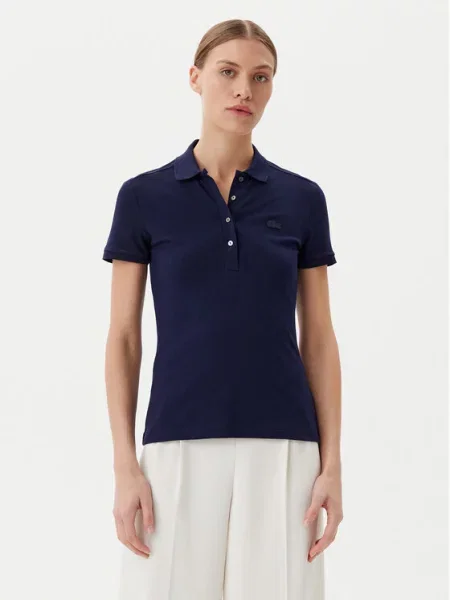Koszulka polo o kroju regular fit z mieszanki bawełny Lacoste niebieska
