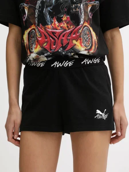 Pantaloni scurți Puma cu talie înaltă din jerseu scurte negru