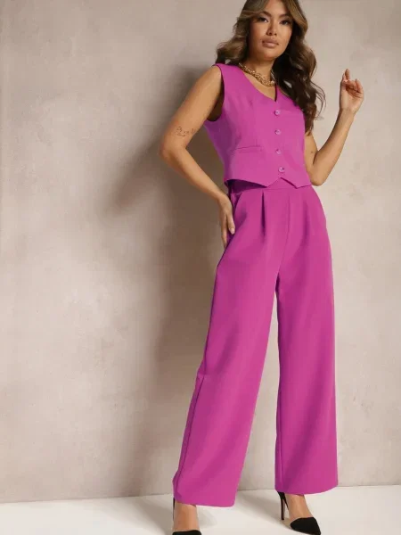 Pantaloni Largi Violetă în Stil Elegant Hanessame