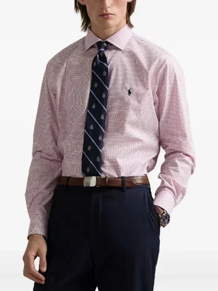 Samt prugasta košulja Polo Ralph Lauren s vezom plava