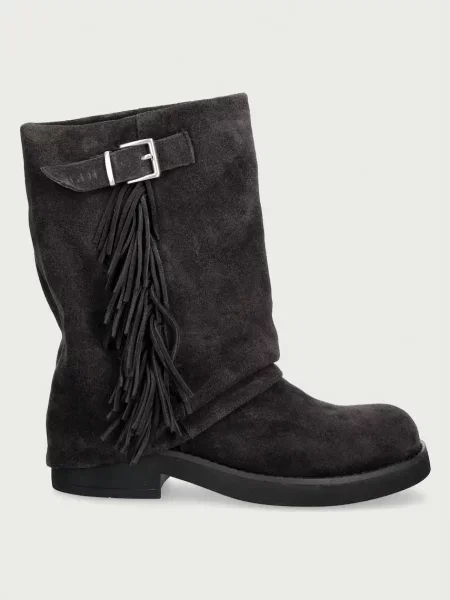 Goe botine pentru femei din piele întoarsă negru