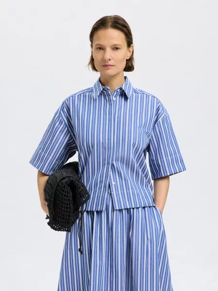 SELECTED FEMME Blúz SLFFia királykék fehér