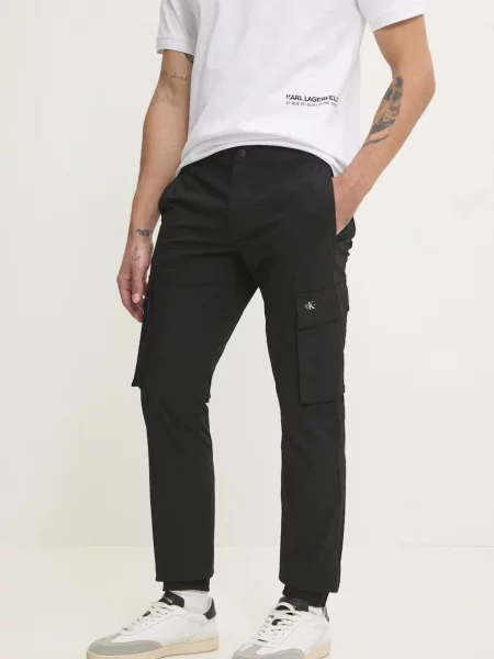 Hlače Calvin Klein Jeans za muškarce uski kroj crna