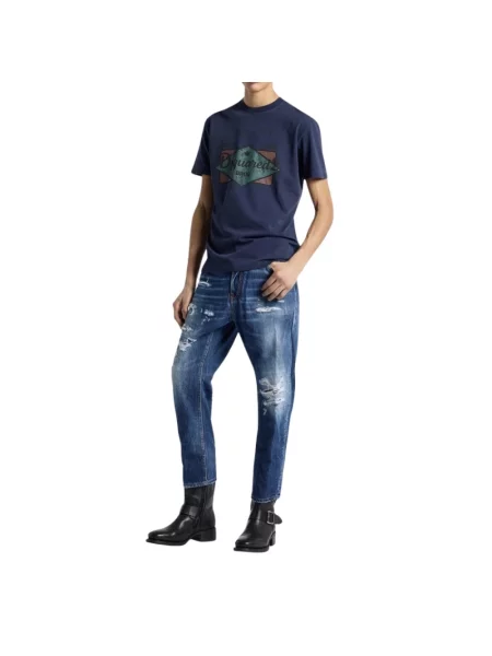 Szerokie jeansy Dsquared2 niebieskie