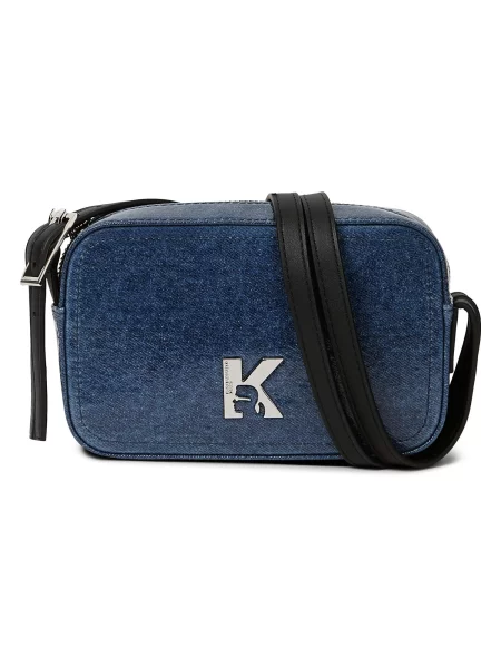 KARL LAGERFELD JEANS Válltáska kék farmer ezüst fekete