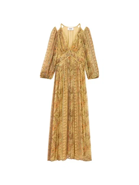 Rochie maxi Ba&sh cu imagine cu model paisley galben