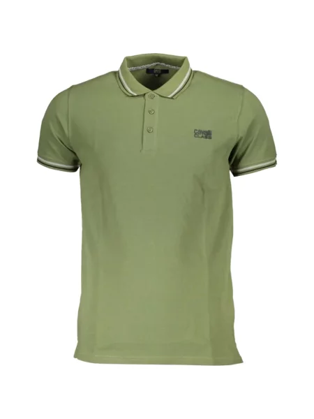 Tricou polo Cavalli Class cu broderie cu dungi verde