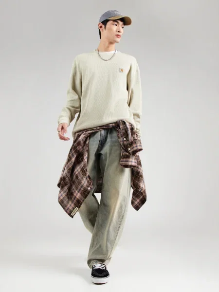 Tricou Carhartt WIP L/S Vista Waffle T-Shirt UNISEX Fleur De Sel Garment Dyed S alb