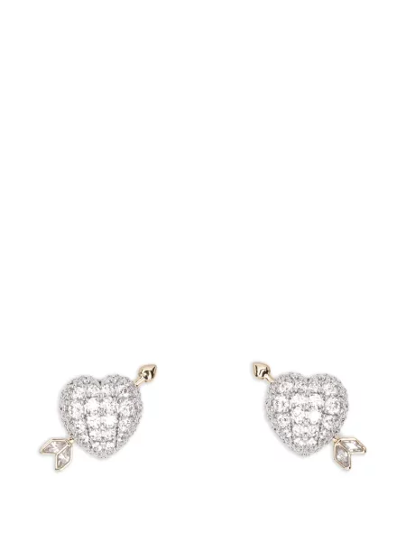 Cercei Swarovski cu motiv cu inimi argintiu