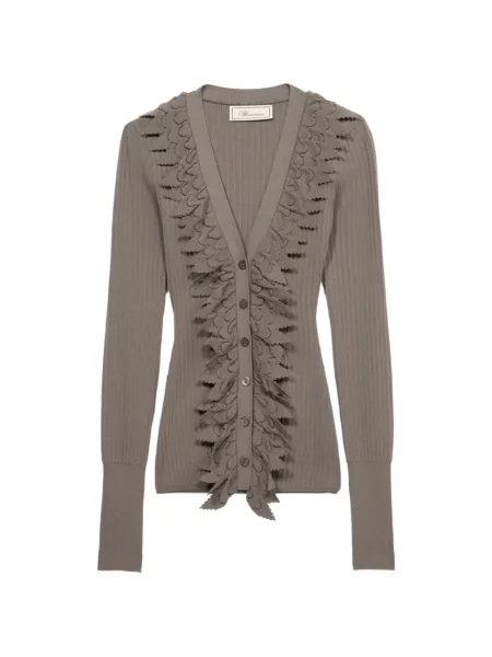 Cardigan Blumarine tricotate cu volane maro