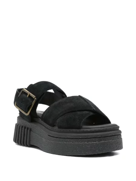 Sandale Clarks cu platformă cu cataramă negru