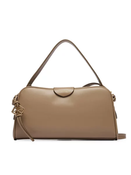 Rankinė Calvin Klein Emblem Trio Top Handle Camera Ba smėlio