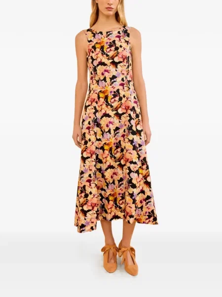 Rochie midi Ulla Johnson cu model floral cu imagine negru