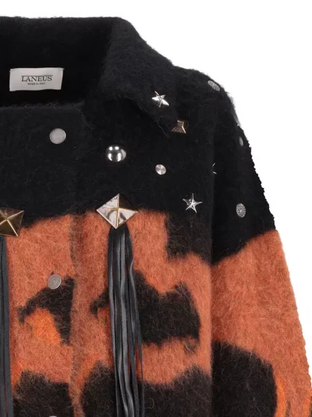 Kurtka Laneus z frędzli czarna