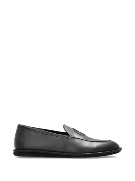 Pantofi loafer Giorgio Armani cu broderie din piele negru