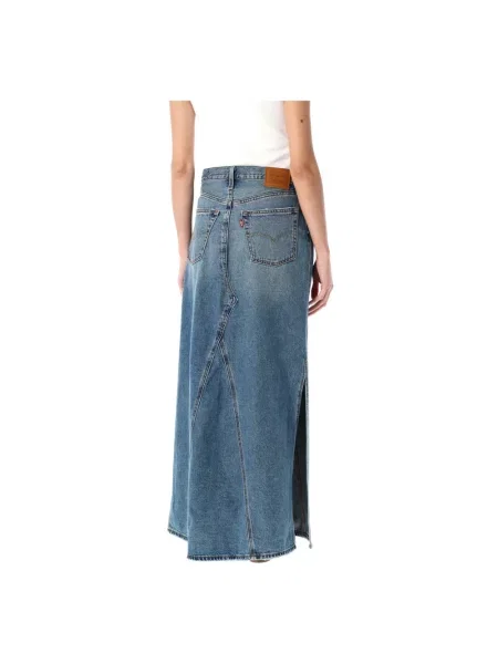 Levi's spódnica jeansowa ICONIC LONG SKIRT W/SLIT maxi rozkloszowana niebieski